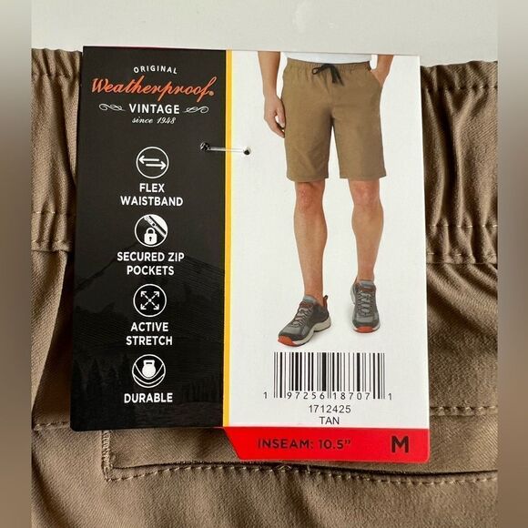 Weatherproof Vintage Men's Performance Weather Flex Tech Short Regular Fit Tan - Picture 1 of 9